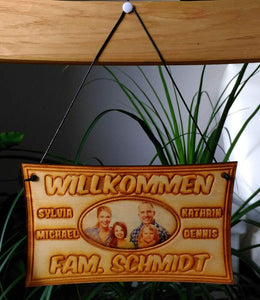 Markenlos Haus Türschild - personalisiert mit Name und Foto