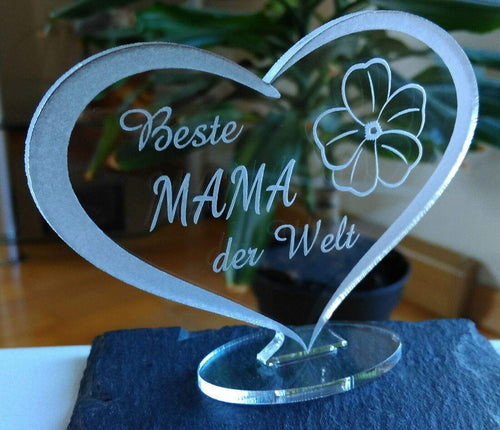 topgraveure Geschenk 98 x 70 mm / Model 2 HERZ BESTE MAMA Muttertag Geburtstag Geschenk der Mutter Liebe