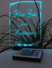 Load image into Gallery viewer, topgraveure Geschenk Dekor ALLES GUTE ZUM HOCHZEITSTAG -GESCHENK ACRYLGLAS MIT LED BELEUCHTUNG HOCHZEITSTAG
