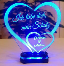 Load image into Gallery viewer, topgraveure Geschenk Dekor Liebe Valentinstag Geschenk IHR NAME Geburtstag Hochzeitstag Herz LED-Licht
