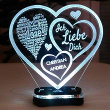 Load image into Gallery viewer, topgraveure Geschenk Dekor M1 led kaltweiß Liebe Valentinstag Geschenk IHR NAME Geburtstag Hochzeitstag Herz LED-Licht
