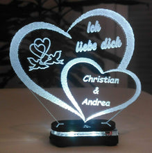 Load image into Gallery viewer, topgraveure Geschenk Dekor M2 led kaltweiß Liebe Valentinstag Geschenk IHR NAME Geburtstag Hochzeitstag Herz LED-Licht
