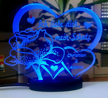 Laden Sie das Bild in den Galerie-Viewer, topgraveure Geschenk Dekor mein schatz / blau / 125 x 100 mm Ich liebe dich, mein Schatz - Valentinstag Geschenk Geburtstag Liebe *LED-Licht*
