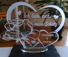 Laden Sie das Bild in den Galerie-Viewer, topgraveure Geschenk Dekor mein schatz / ohne / 125 x 100 mm Ich liebe dich, mein Schatz - Valentinstag Geschenk Geburtstag Liebe *LED-Licht*
