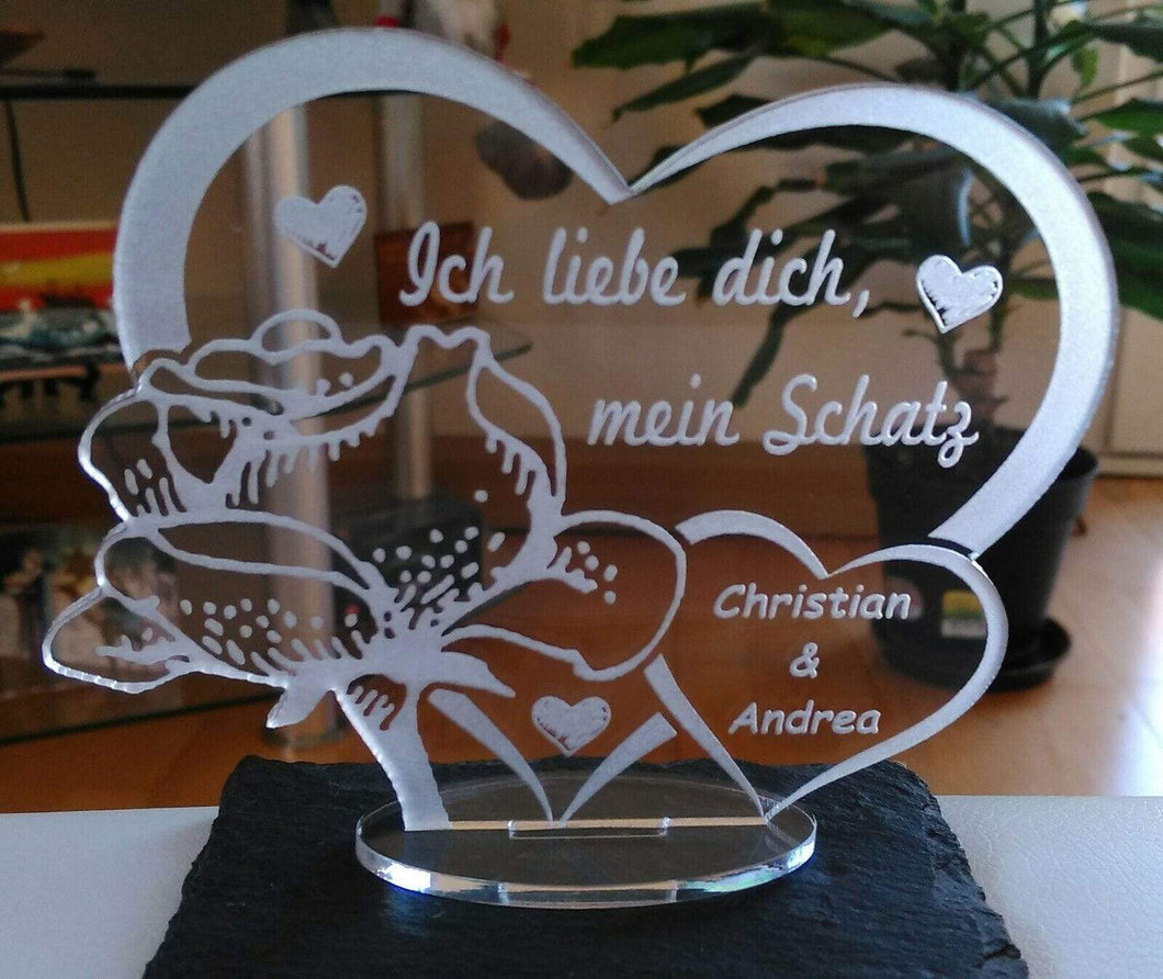 topgraveure Geschenk Dekor mein schatz / ohne / 125 x 100 mm Ich liebe dich, mein Schatz - Valentinstag Geschenk Geburtstag Liebe *LED-Licht*