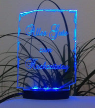 Load image into Gallery viewer, topgraveure Geschenk Dekor Modell 1 / Blau / 124 x 90 mm ALLES GUTE ZUM HOCHZEITSTAG -GESCHENK ACRYLGLAS MIT LED BELEUCHTUNG HOCHZEITSTAG
