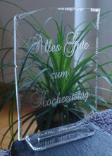 Load image into Gallery viewer, topgraveure Geschenk Dekor Modell 1 / Farblos- ohne LED / 124 x 90 mm ALLES GUTE ZUM HOCHZEITSTAG -GESCHENK ACRYLGLAS MIT LED BELEUCHTUNG HOCHZEITSTAG
