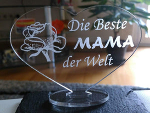topgraveure Geschenk HERZ  BESTE MAMA MUTTERTAG GEBURTSTAG GESCHENK ACRYL LIEBE