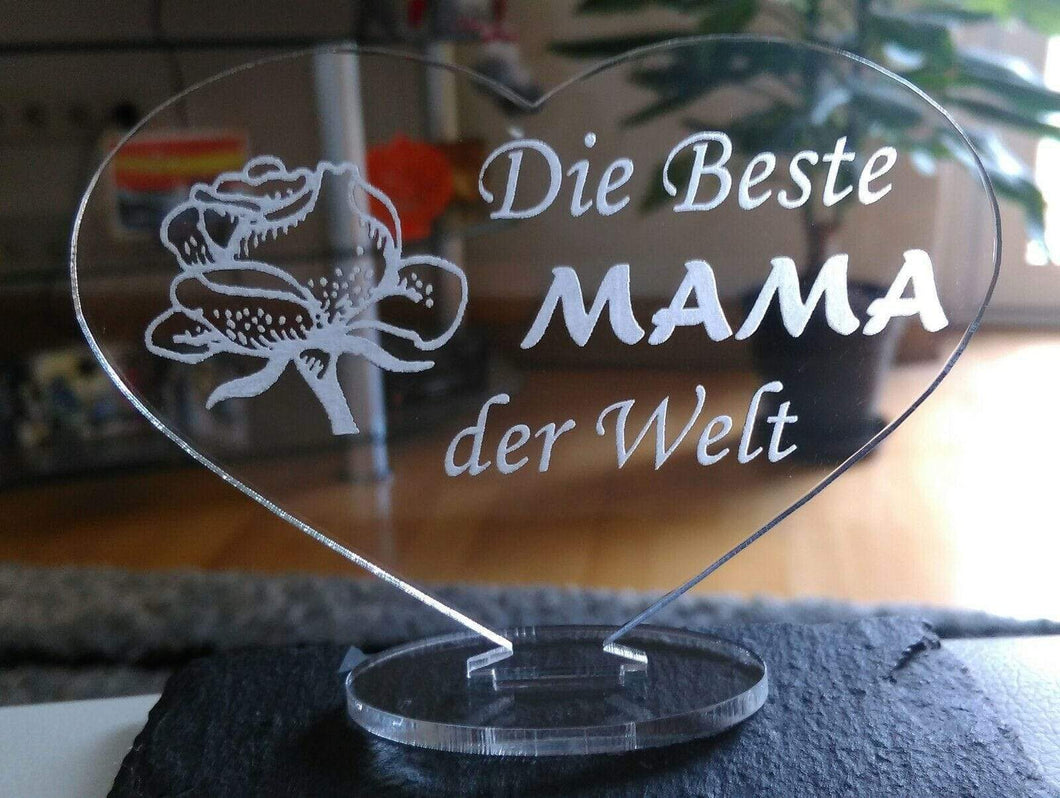topgraveure Geschenk HERZ  BESTE MAMA MUTTERTAG GEBURTSTAG GESCHENK ACRYL LIEBE