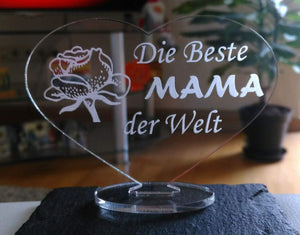 topgraveure Geschenk HERZ  BESTE MAMA MUTTERTAG GEBURTSTAG GESCHENK ACRYL LIEBE