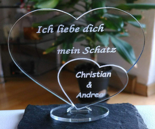topgraveure Geschenk HERZ LIEBESERKLÄRUNG VALENTINSTAG GEBURTSTAG mit Ihrem Namen eingraviert