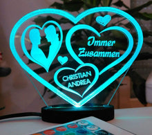 Laden Sie das Bild in den Galerie-Viewer, topgraveure Geschenk HERZ LIEBESERKLÄRUNG VALENTINSTAG LED-LICHT  mit Ihrem Namen eingraviert LIEBE
