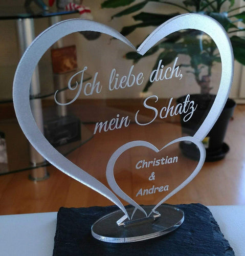 topgraveure Geschenk Ich liebe dich, mein Schatz - Valentinstag Geburtstag graviert mit Ihrem Namen